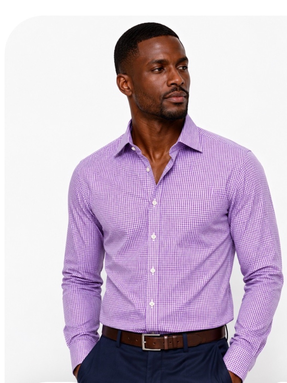 Gorgeous Charles Tyrwhitt Purple Gingham Dress Shirt -Slim Fit 16.5 neck